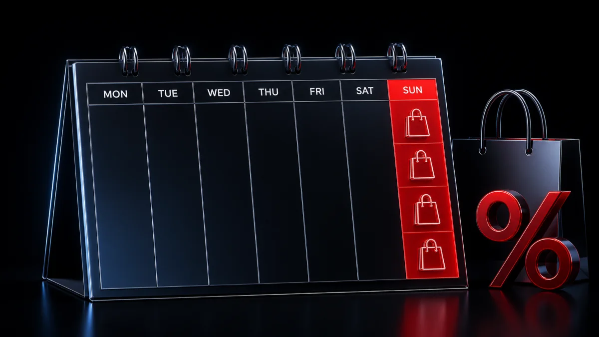 Calendar with Sundays highlighted for a guide to shopping Sundays in Poland