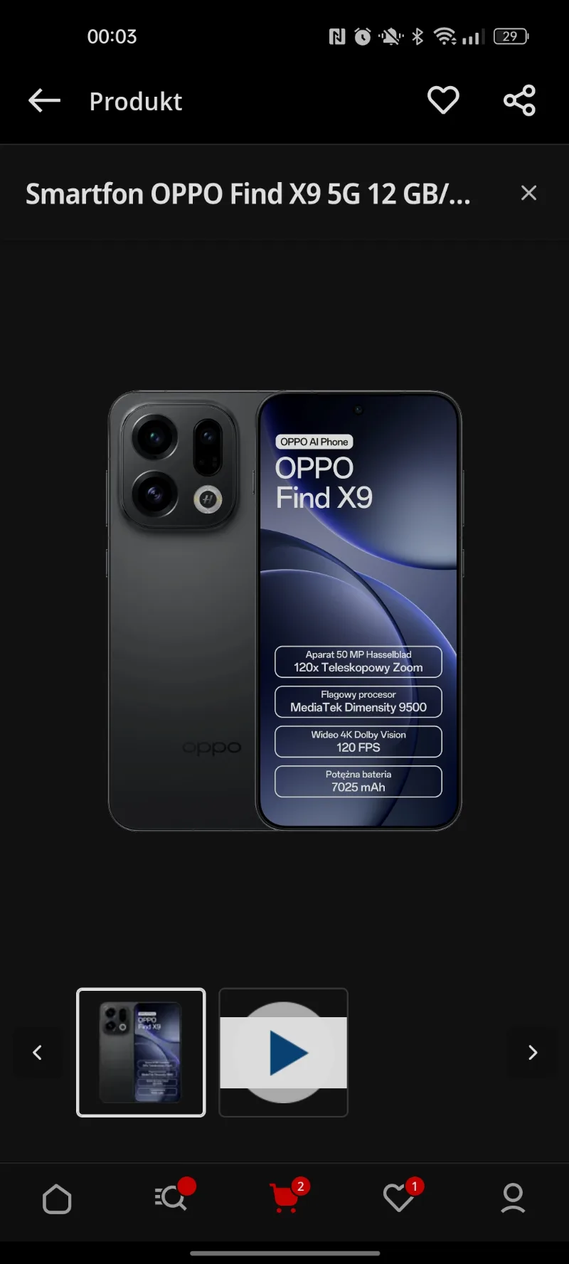 OPPO Find X9 5G Now 3,658.99 zł at MediaMarkt
