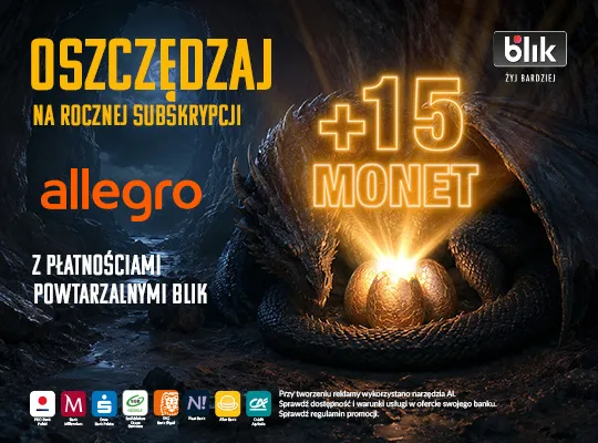 Allegro Smart на год за 14,90 zł с 15 Монет при оплате BLIK