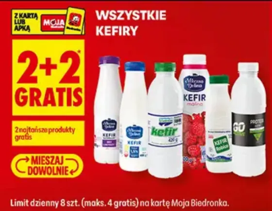 Buy 4 Kefirs, Get 2 Free at Biedronka — Only 1.45 zł Each