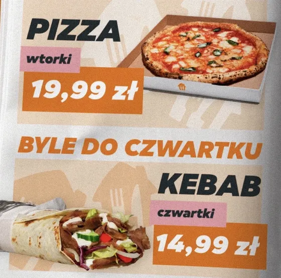 Кебаб за 14,99 zł по четвергам и пицца за 19,99 zł по вторникам на Pyszne.pl