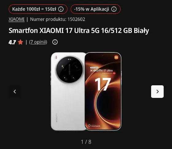 Save 9% on XIAOMI 17 Ultra 5G — Now 4,606.14 zł at MediaMarkt