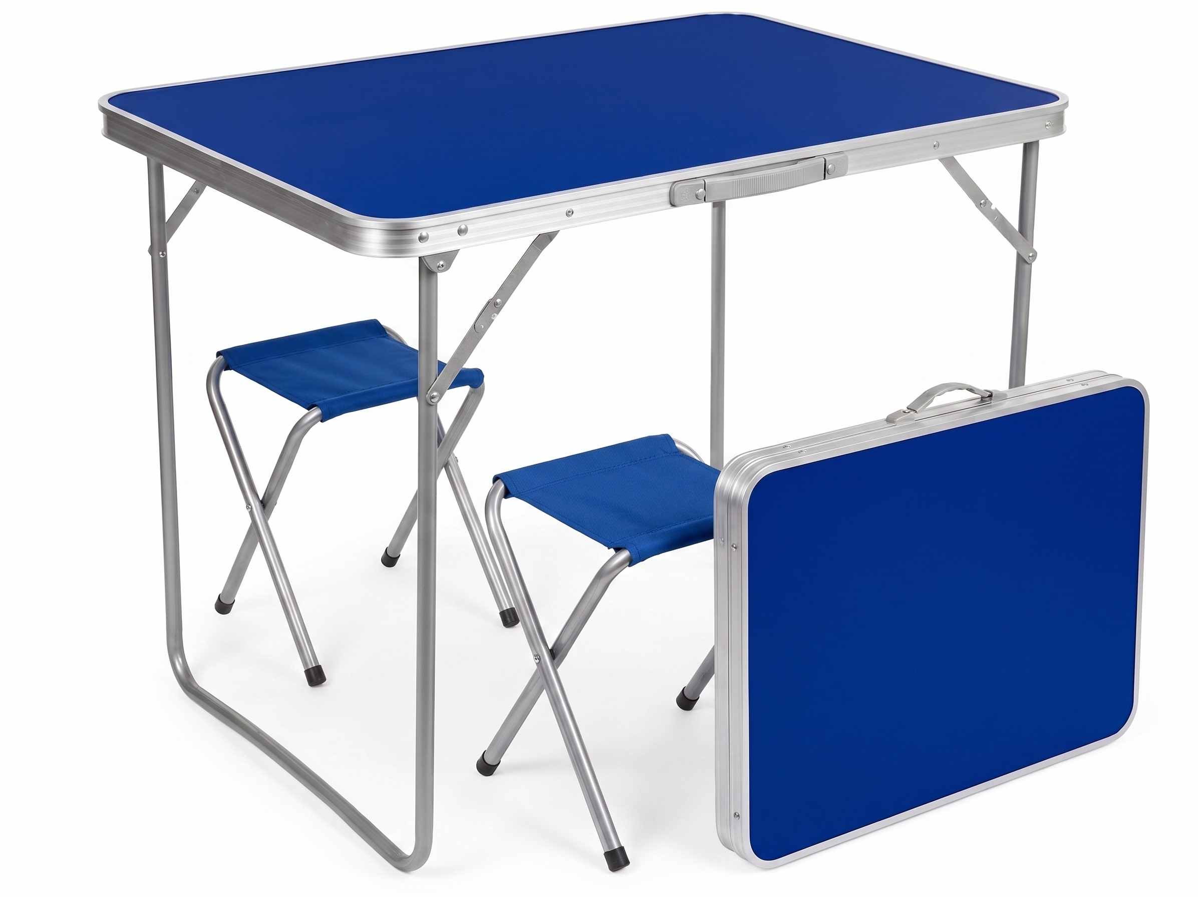 Camping Table Set: Blue Table with 2 Chairs for 65 zł