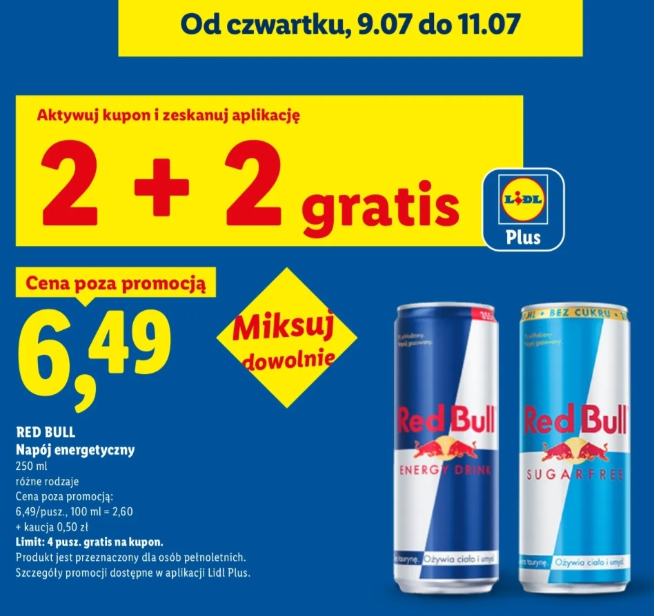 Get 2 Red Bull Energy Drinks Free with 4 Purchased at Lidl