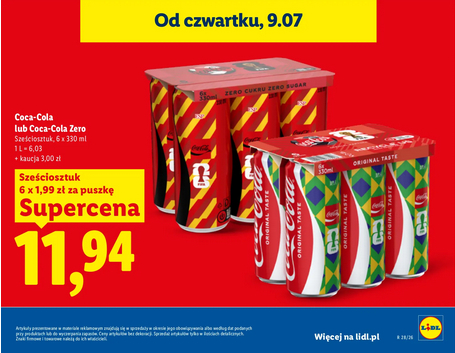 Coca-Cola or Cola Zero 0.33L Cans at Only 1.99 zł Each