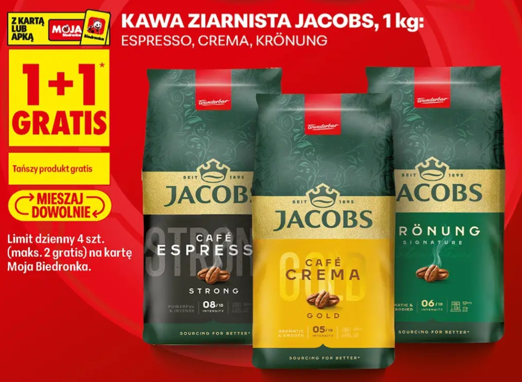Buy 2 Jacobs Coffee, Get 1 Free - Just 45 zł Each at Biedronka