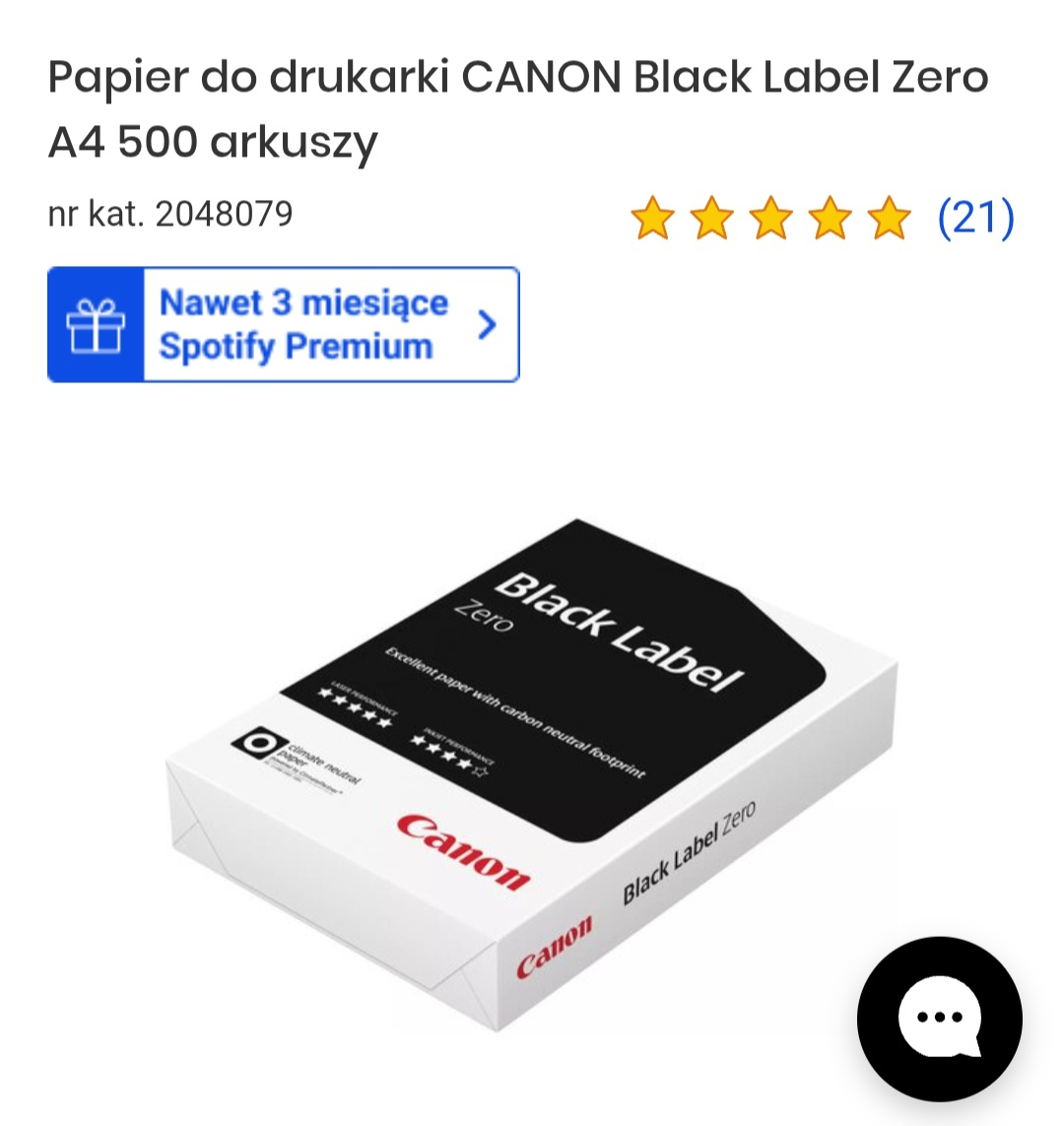 Get 500 Sheets of CANON Black Label Zero A4 for 12.50 zł