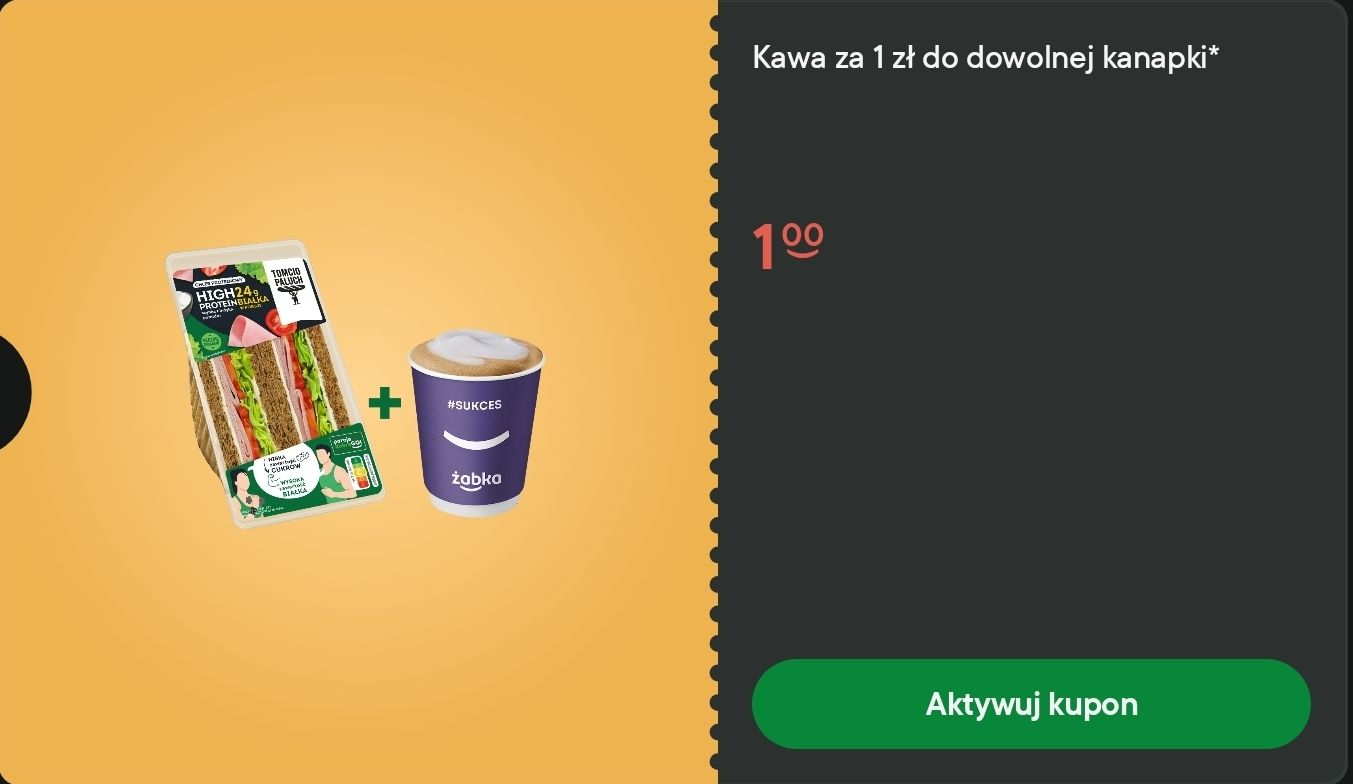 Enjoy Coffee for Just 1 zł with Any Sandwich at Żabka