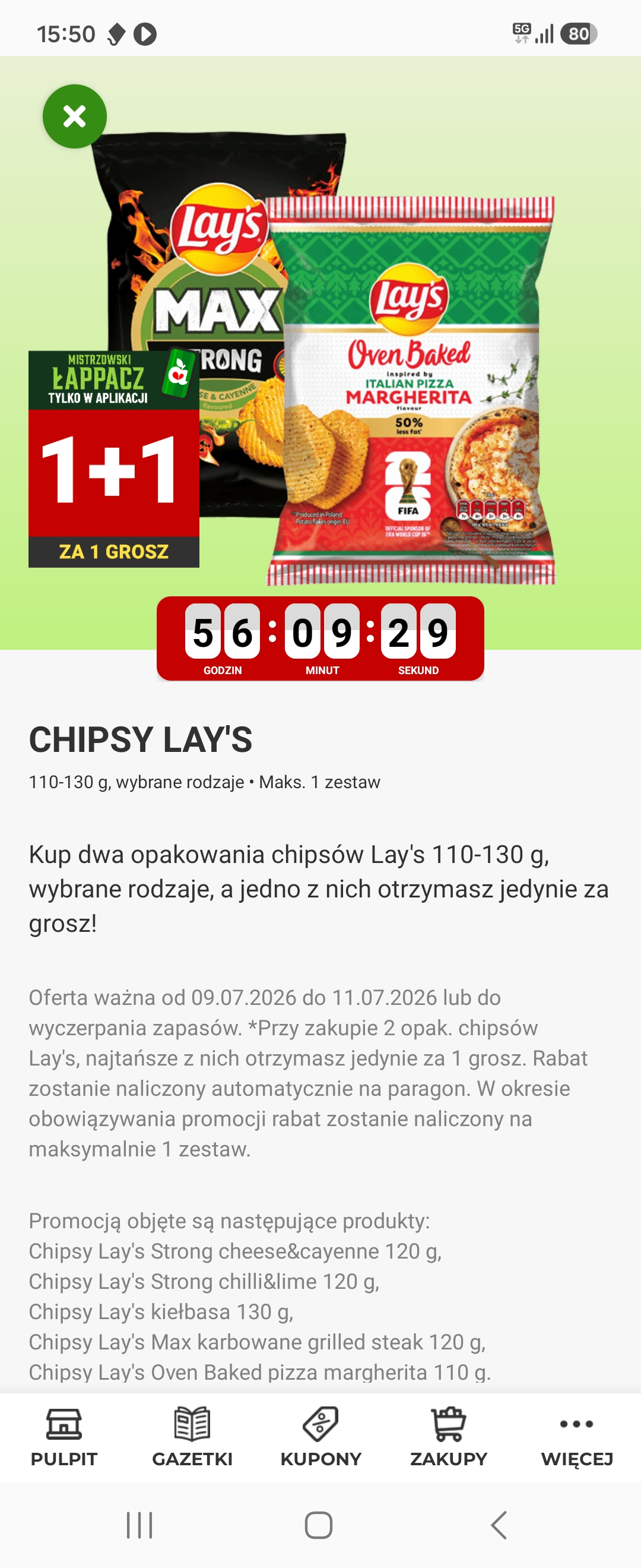 Buy 1 Get 1 for a Penny on Lay's Chips at Delikatesy Centrum