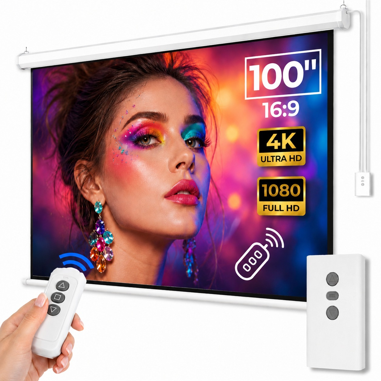 Електричний екран для проекцій 16:9 HD 4K за 192,99 zł