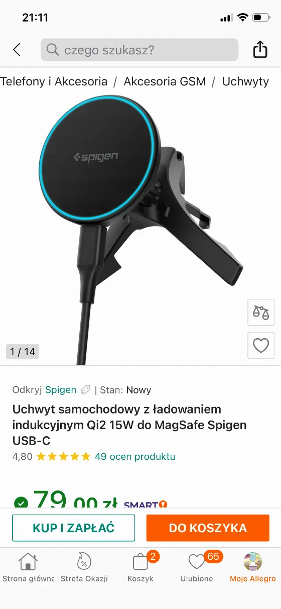 Inductive Qi2 15W Car Mount for MagSafe at 79 zł