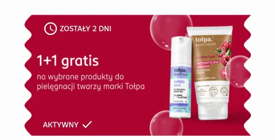 Купи один, получи один бесплатно на продукты Tołpa в Rossmann