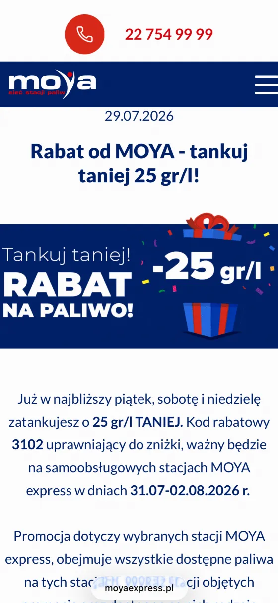 Save 25 Gr/l at Moya Express Stations with Promo Code