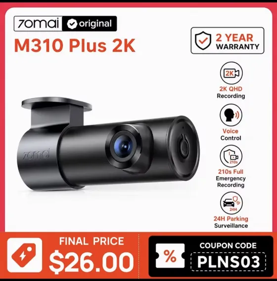 70mai M310 Plus 2K 1440P камера автомобиля за $26.24 с бесплатной доставкой