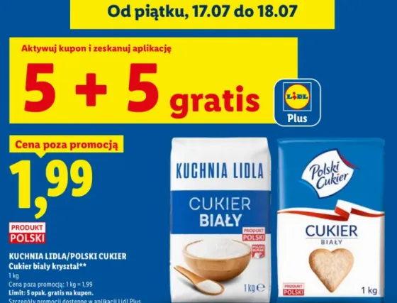 Купите 5 кг сахара и получите 5 кг бесплатно в Lidl