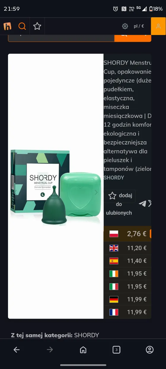 Менструальна чаша Shordy всього за 11,95 zł — знижка 75% на Amazon