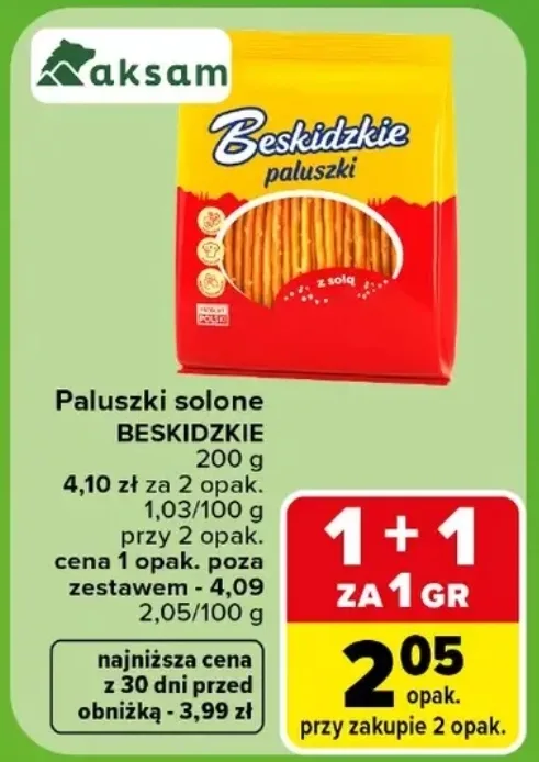 Buy 1 Get 1 for 0.01 zł on Beskidzkie Salted Sticks at Carrefour