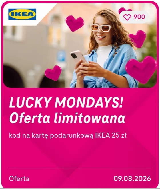 Бесплатная карта подарочная IKEA на 25 zł за 900 сердец в T-Mobile