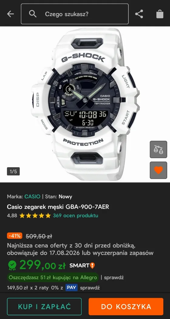 Часы Casio G-SHOCK GBA-900-7AER за 299 zł на Allegro