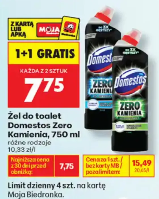 Купите 2 геля Domestos Zero Kamienia и получите 1 бесплатно в Biedronka