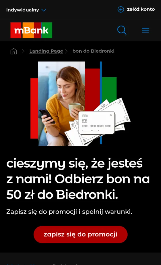 50 zł для Biedronki для клиентов mBank с Mastercard