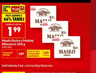 Масло из Польской Молочной Фермы по 1,99 зл при покупке 3 в Biedronka