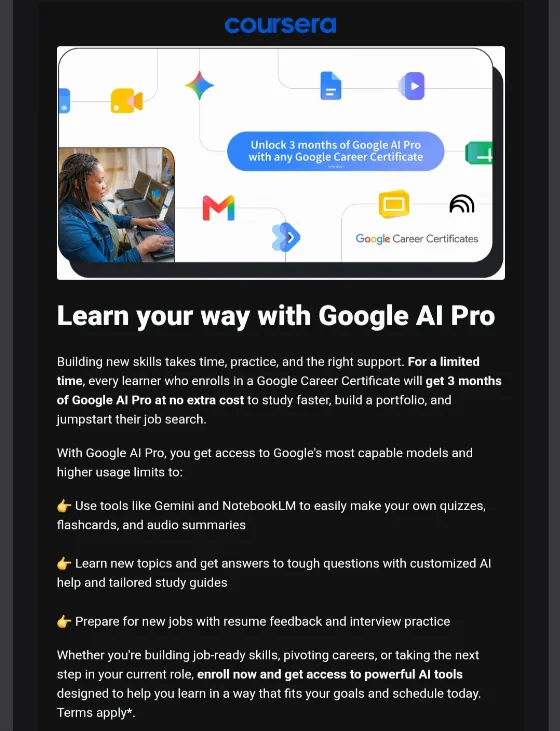 3 месяца Google AI Pro 5Tb бесплатно при записи на курс