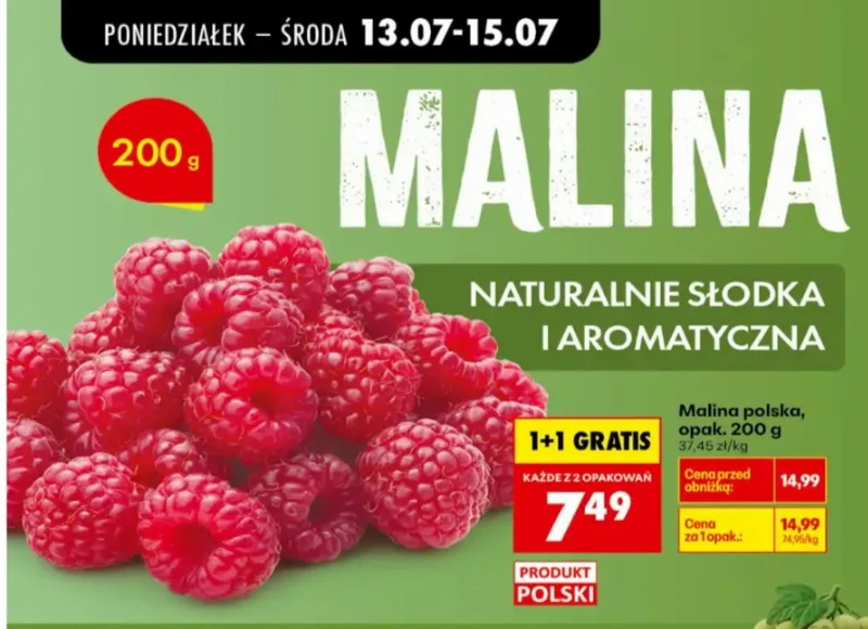 Buy 1 Get 1 Free on Polish Raspberries at Biedronka