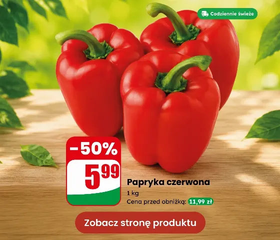 Красный сладкий перец по 5,99 zł за кг в Dino