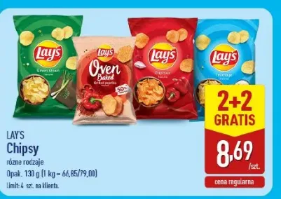 Buy 2, Get 2 Free Lays Chips 130g at ALDI