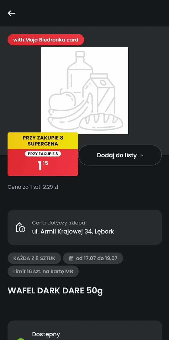 Батон Dare Dark по 1,15 зл. за штуку при покупке 8 в Biedronka