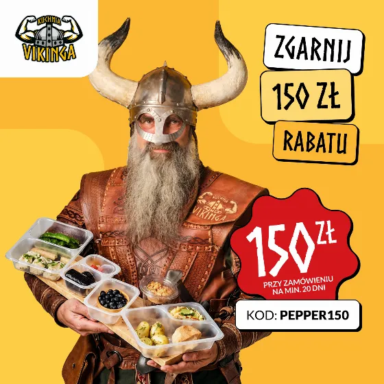 Get 150 zł Off Your Diet Order of 20 Days at Kuchnia Vikinga