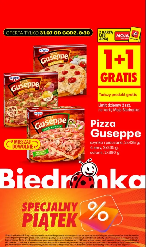 Піцца Guseppe по 5 zł за упаковку — 1+1 безкоштовно в Biedронка