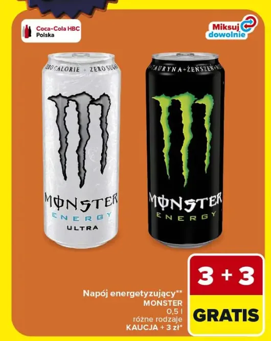 Напиток Monster Energy 500 мл: 3+3 бесплатно в Carrefour