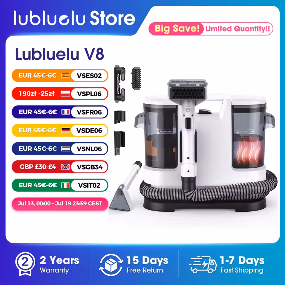 Lubluelu V8 Vacuum with Hot Water at 223 zł on AliExpress