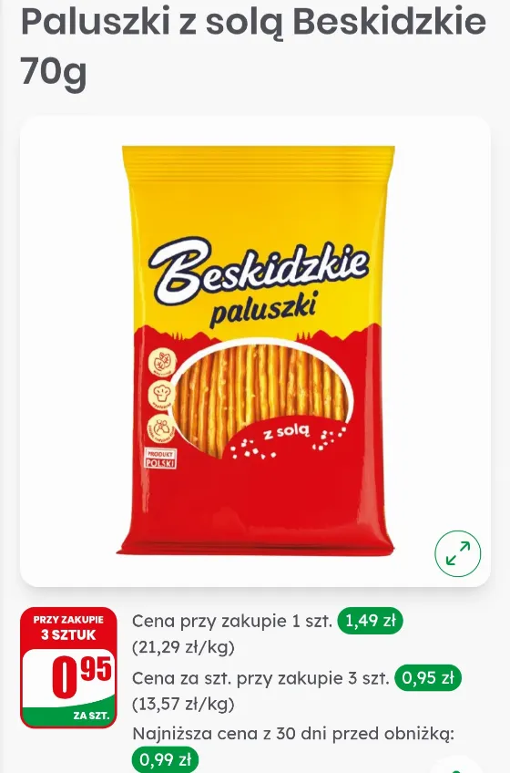 Beskid Salt Sticks: Just 0.95 zł Each When You Buy 3 at Dino
