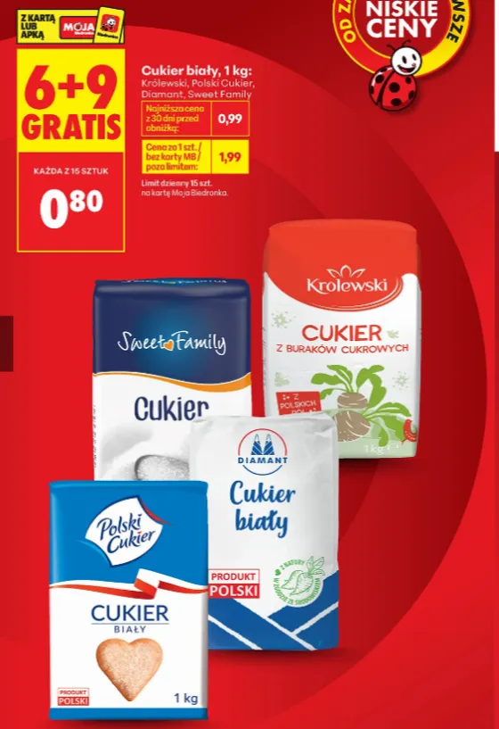 Get 6 Packs of White Sugar and 9 Free at Biedronka