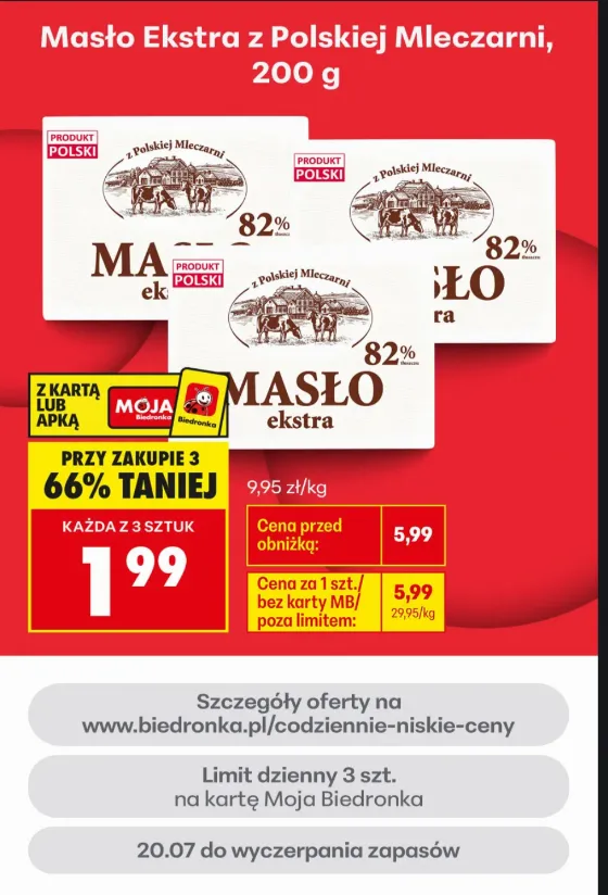 Buy 3 Extra Butter and Pay Only 1.99 zł Each at Biedronka