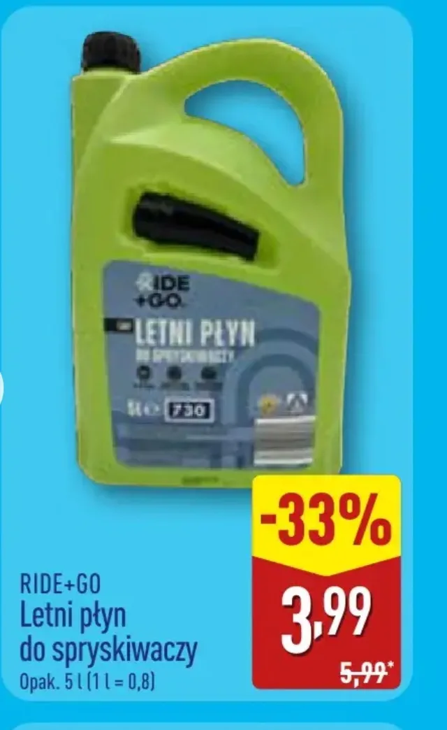 Летняя жидкость для стеклоомывателей 5л за 3,99 zł в ALDI