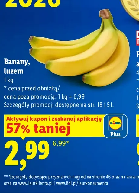 Fresh Bananas at Lidl for Only 2.99 zł — Save 57%