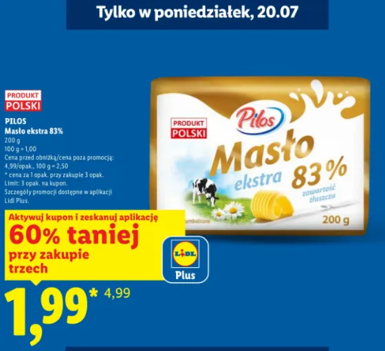 Buy 3 Pilos Extra 83% Butter for Just 1.99 zł Each