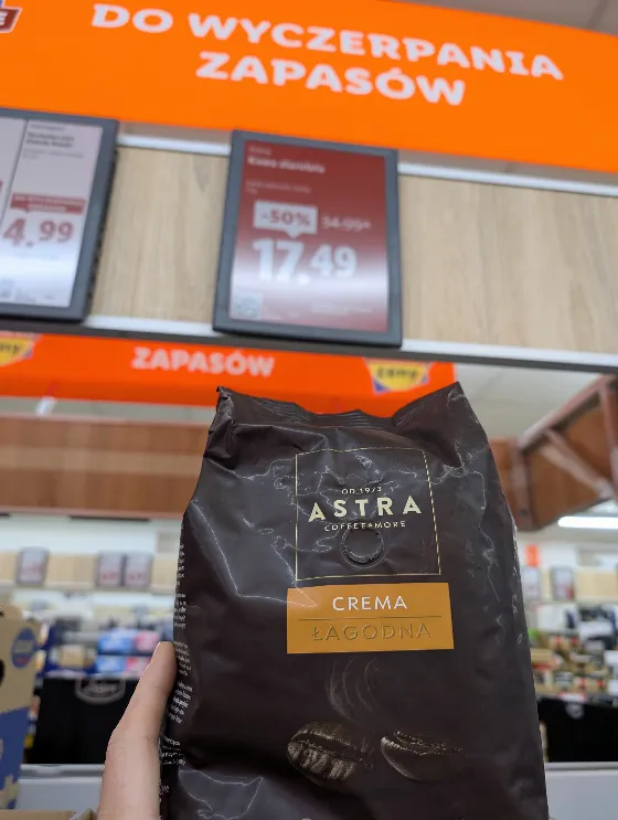 Astra 1 kg Coffee Beans for 17.49 zł at Lidl