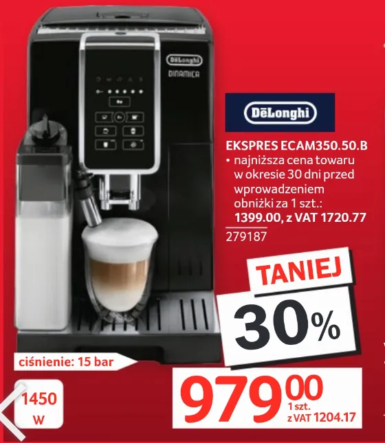 DeLonghi Dinamica ECAM350.50.B Coffee Maker for 1,204.17 zł at Selgros