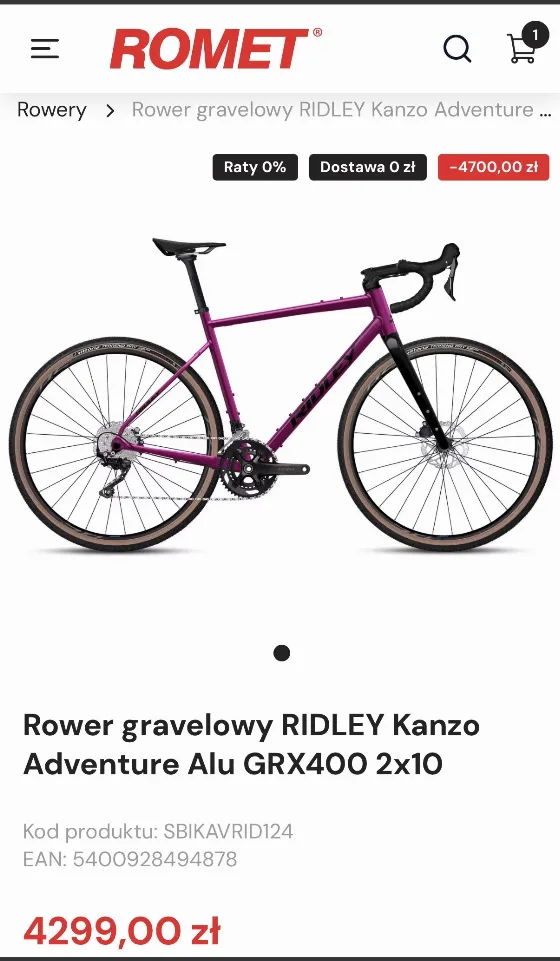 RIDLEY Kanzo Adventure Alu GRX400 for 4,299 zł — Save 42%