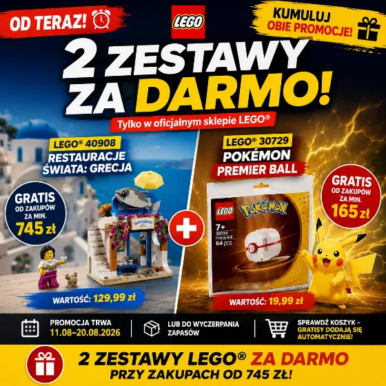 Get Two Free LEGO Sets with Purchases Over 745 zł at LEGO