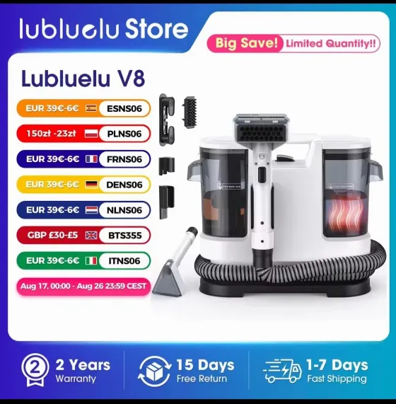 Скидка $50.24 на пылесос Lubluelu V8 в AliExpress