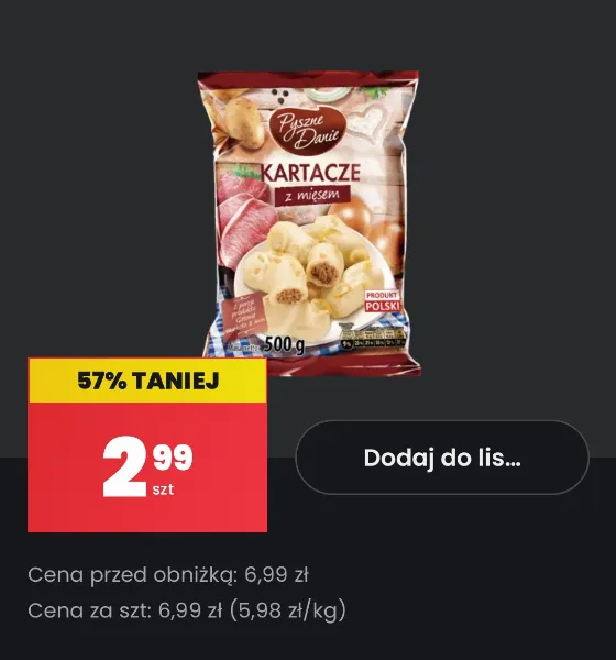 Картачи Наши Вкусы 500г всего за 2,99 zł в Biedronka