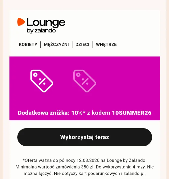 Скидка 10% в Lounge by Zalando с кодом KOD RABATOWY