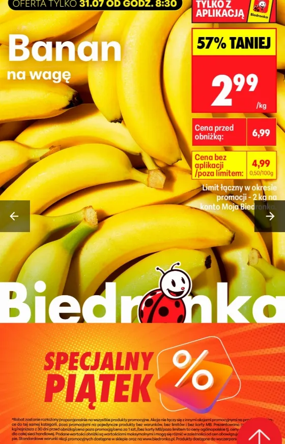 Бананы по 2,99 зл/кг и помидоры по 4,99 зл/кг в Biedronka