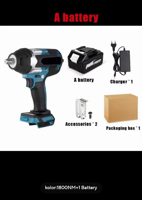 Аккумуляторный ударный ключ 18V с батареей за 20,79€ на AliExpress